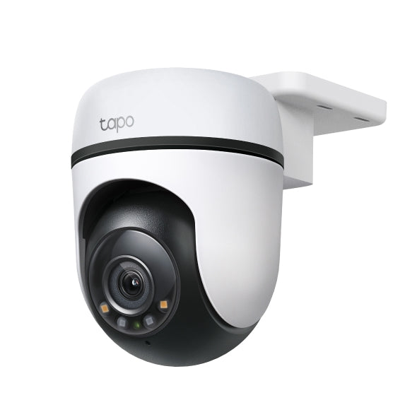 Tapo C500 outdoor pan and tilt security Wi-Fi camera with wall-mount bracket, three-quarter view