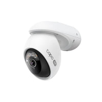Tapo C560WS 4K outdoor pan and tilt security Wi-Fi camera, three-quarter view showing elongated housing