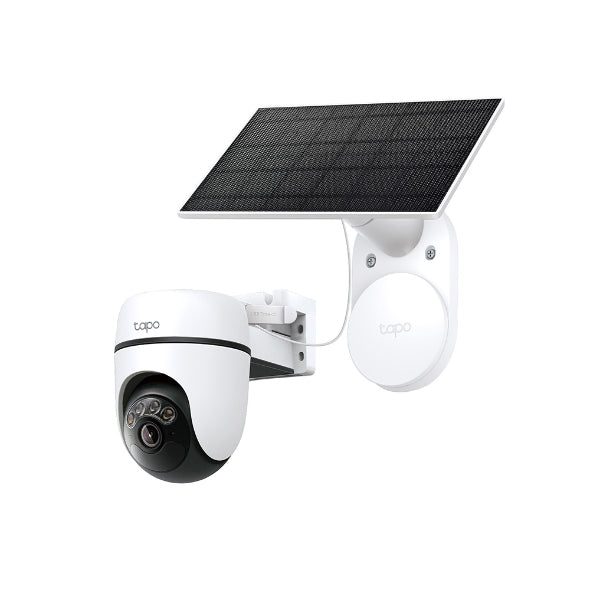 Tapo C610 KIT solar-powered pan and tilt security camera and panel, front angled view