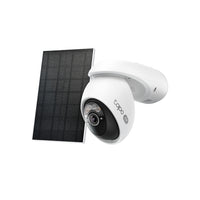 Tapo C660 KIT 4K solar-powered pan and tilt security camera and panel, front angled view