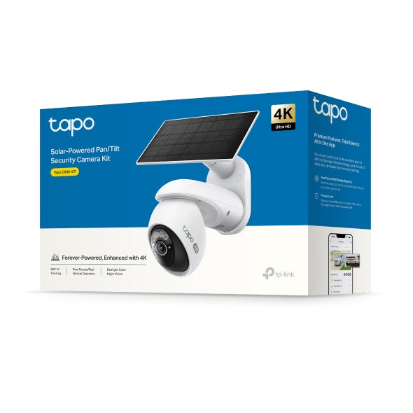 Tapo C660 KIT retail packaging box, Solar-Powered Pan/Tilt Security Camera Kit, 4K Ultra HD