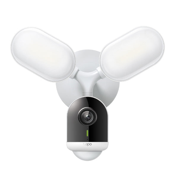 Tapo C720 smart floodlight camera, front view, distinctive dual-oval floodlight wings