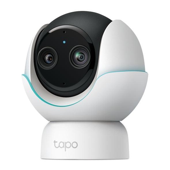 Tapo C840 dual-lens smart baby monitor camera, three-quarter view showing two lenses