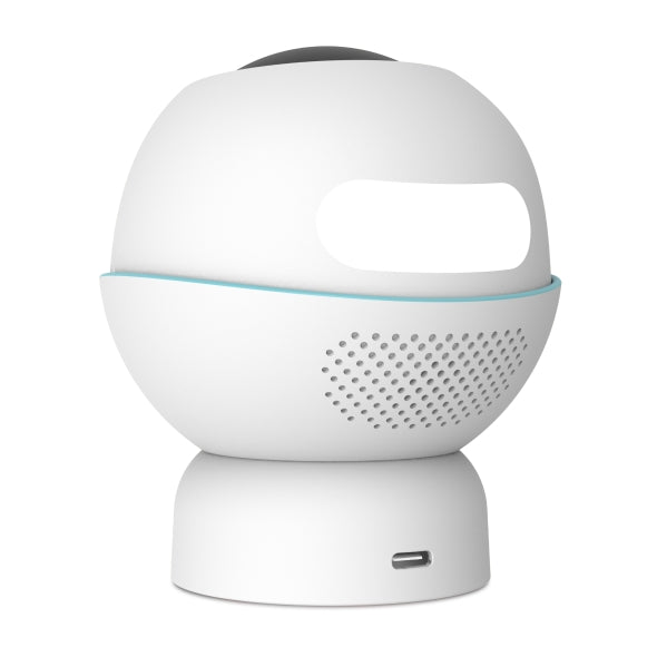 Tapo C840 dual-lens smart baby monitor camera, rear view showing speaker grille and USB-C port