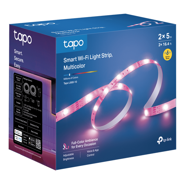 Tapo L900-10 smart light strip — retail packaging, 2x5m / 2x16.4ft