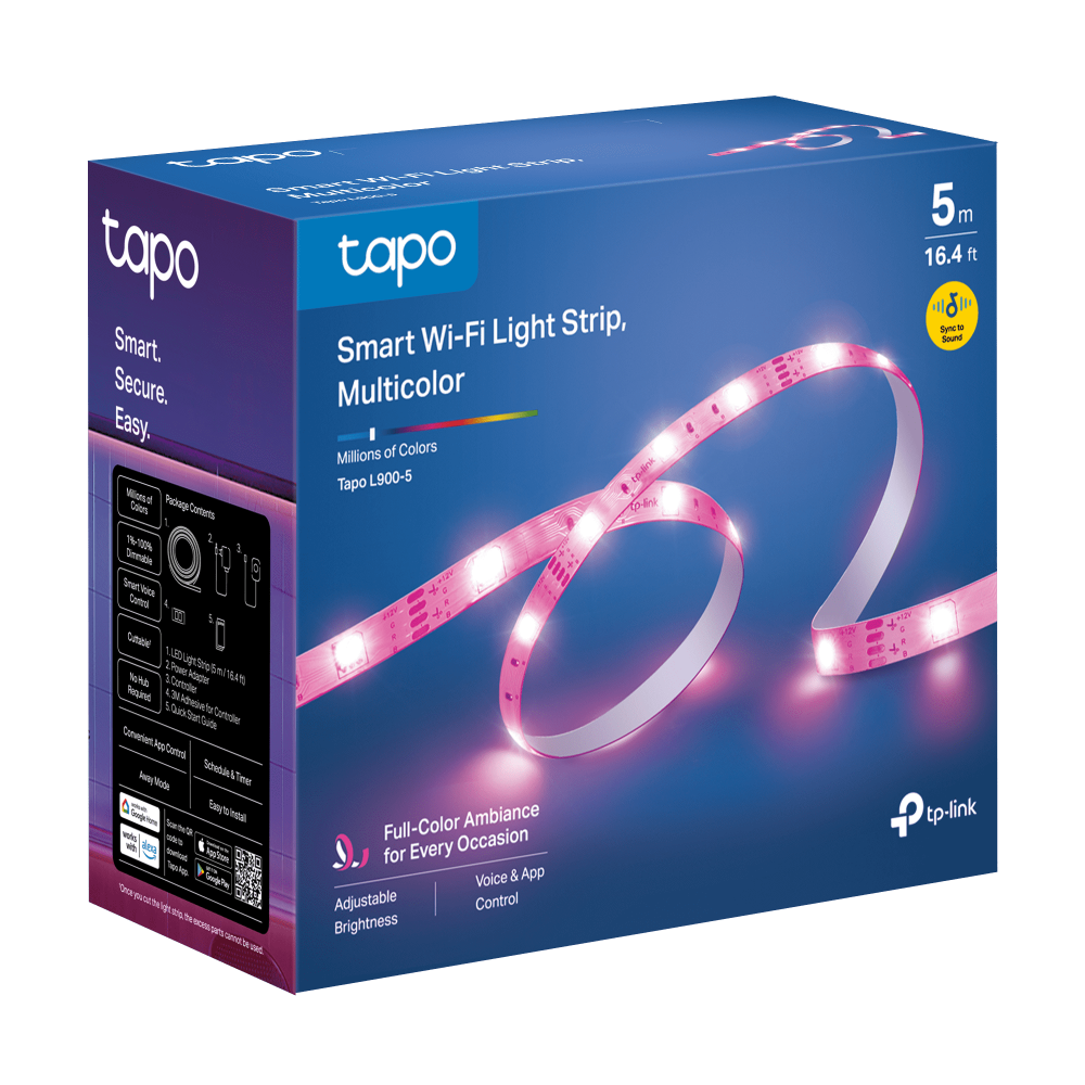 Tapo L900-5 smart light strip — retail packaging, 5m / 16.4ft