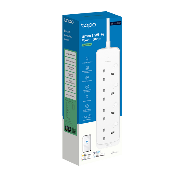 Tapo P304M smart Wi-Fi power strip — retail packaging