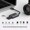 TP-Link UA430C USB Type-C to SD&TF 3.0 Adapter — in-use with laptop and camera, dual card slots visible