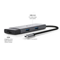 TP-Link UH5020C 5-in-1 USB-C hub with HDMI, PD & USB ports — labelled port-callout view (USB-A, HDMI, USB-C)