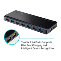 TP-Link UH720 USB 3.0 7-Port Hub 2 Charging Ports — close-up of the two 5V/2.4A charging ports
