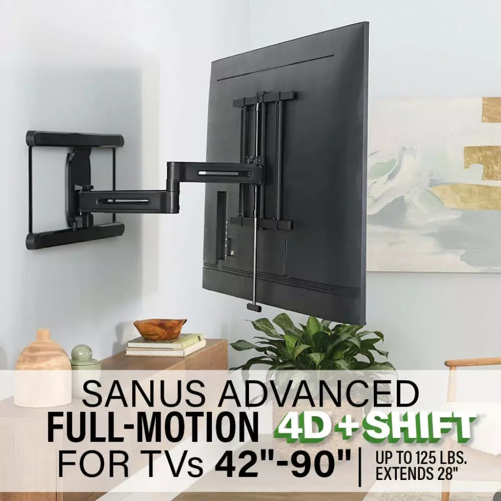 SANUS Advanced Full-Motion 4D + Shift TV Wall Mount 42"-90" - official product image