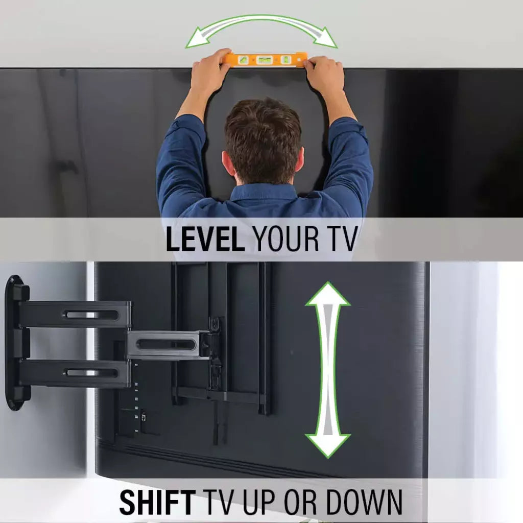 SANUS Advanced Full-Motion 4D + Shift TV Wall Mount 32"-65" - official product image