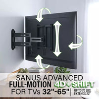 SANUS Advanced Full-Motion 4D + Shift TV Wall Mount 32"-65" - official product image
