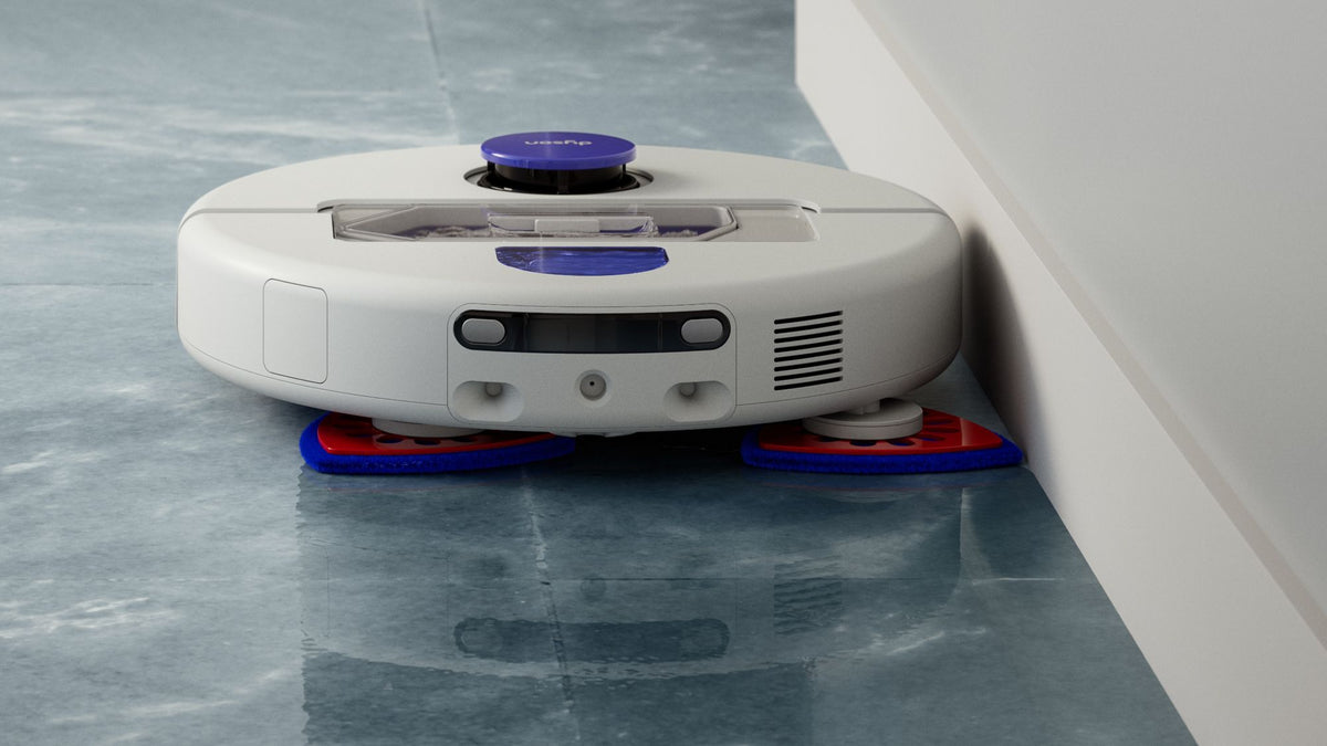Dyson R2 Nurovi Wash+Dry Robot Vacuum - Light Grey/Vinca Blue - cleaning under furniture