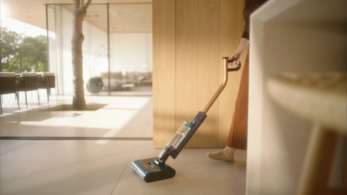 Dyson Clean+Wash Hygiene Hard Floor Cleaner - Copper/Prussian Blue - in a living room
