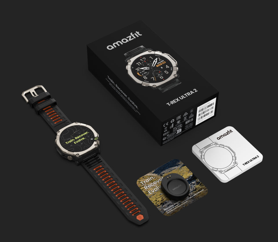 Amazfit T-Rex Ultra 2 51mm Smartwatch - Black Magma - what's in the box