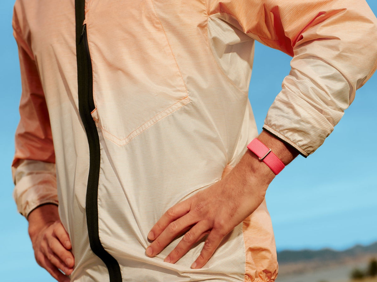 Google Fitbit Air Fitness Tracker - Berry - worn on the wrist