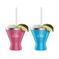 Ninja SLUSHi insulated cocktail cup 2-pack, one Pink and one Bright Blue cup with lime garnish and straws, alternate render