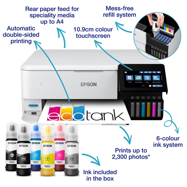 Epson EcoTank ET-8500 A4 Wireless Photo Printer | C11CJ20401CE
