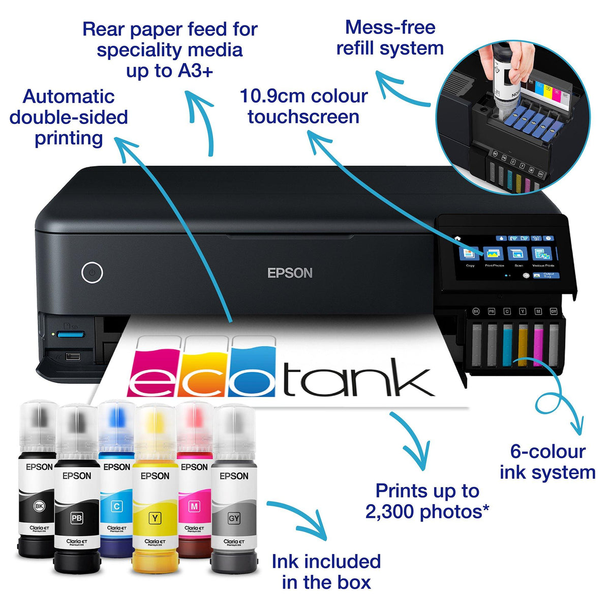 EcoTank ET-8550 A3 Wi-Fi Ink Tank Photo Printer | C11CJ21401CE