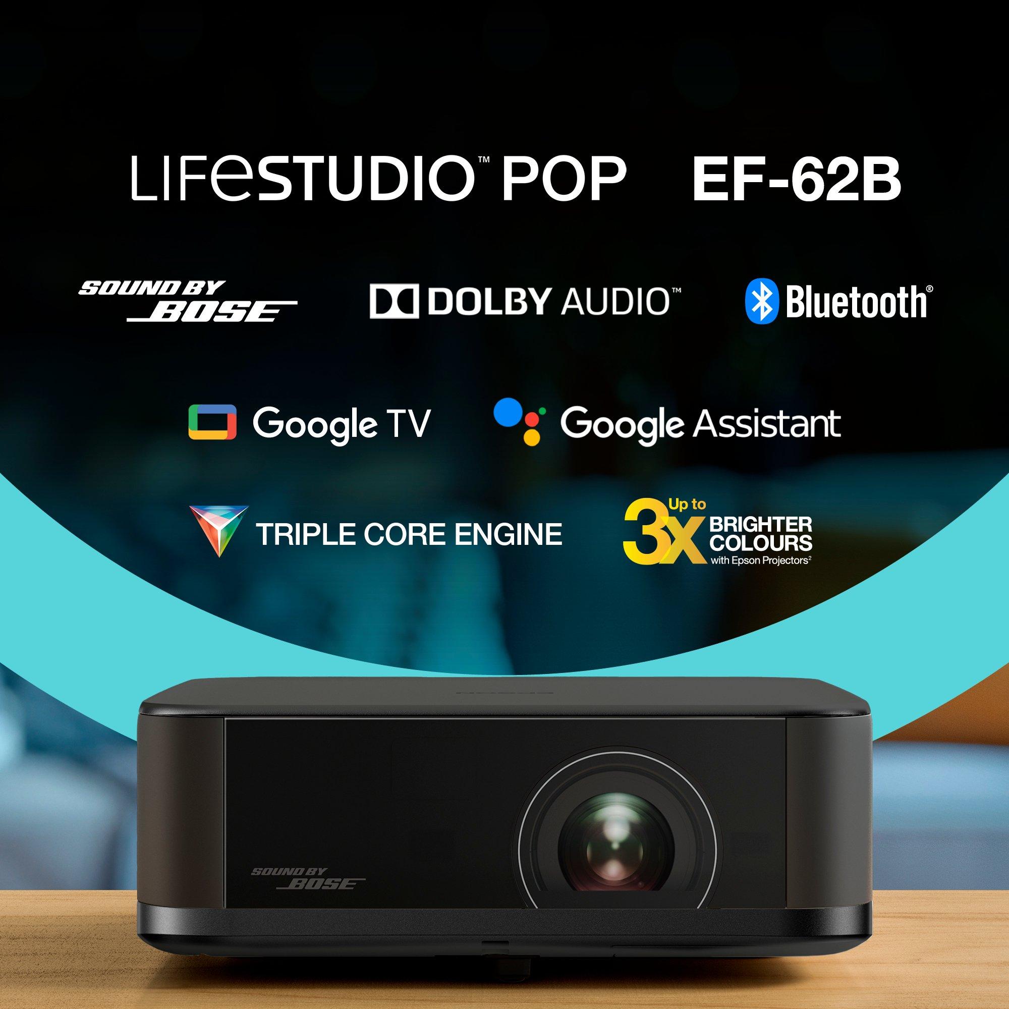 Epson Lifestudio Pop Plus EF-62B 4K PRO-UHD Smart Projector - Black | V11HB73140
