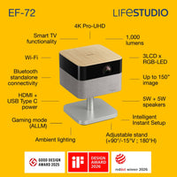 Epson Lifestudio Flex Plus EF-72 4K PRO-UHD Smart Projector | V11HB76640