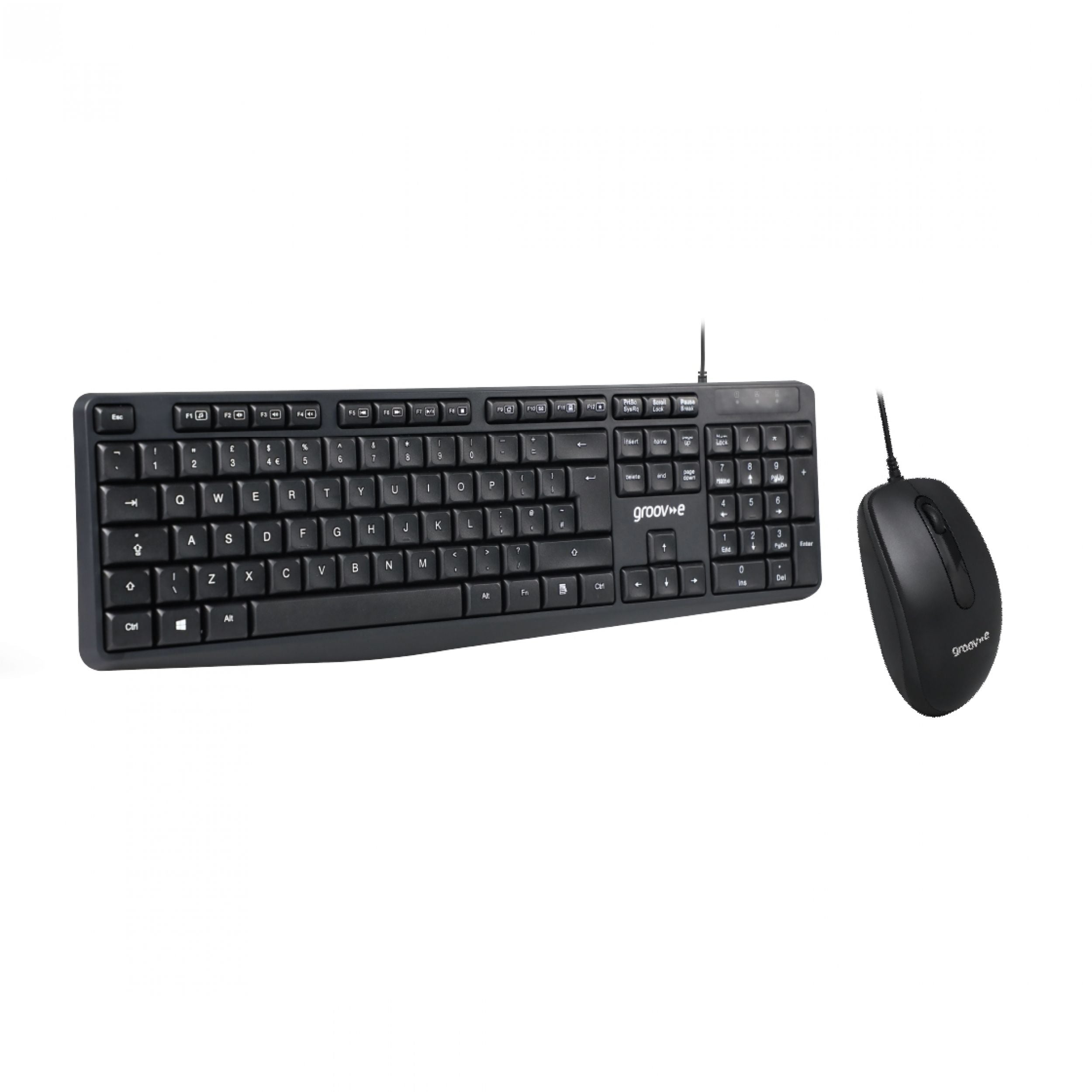 Groov-e Wired Keyboard and Mouse Set Black - official product image