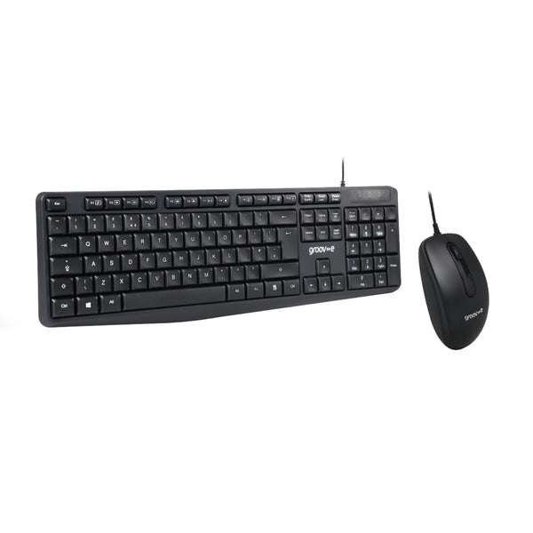 Groov-e Wired Keyboard and Mouse Set Black - official product image