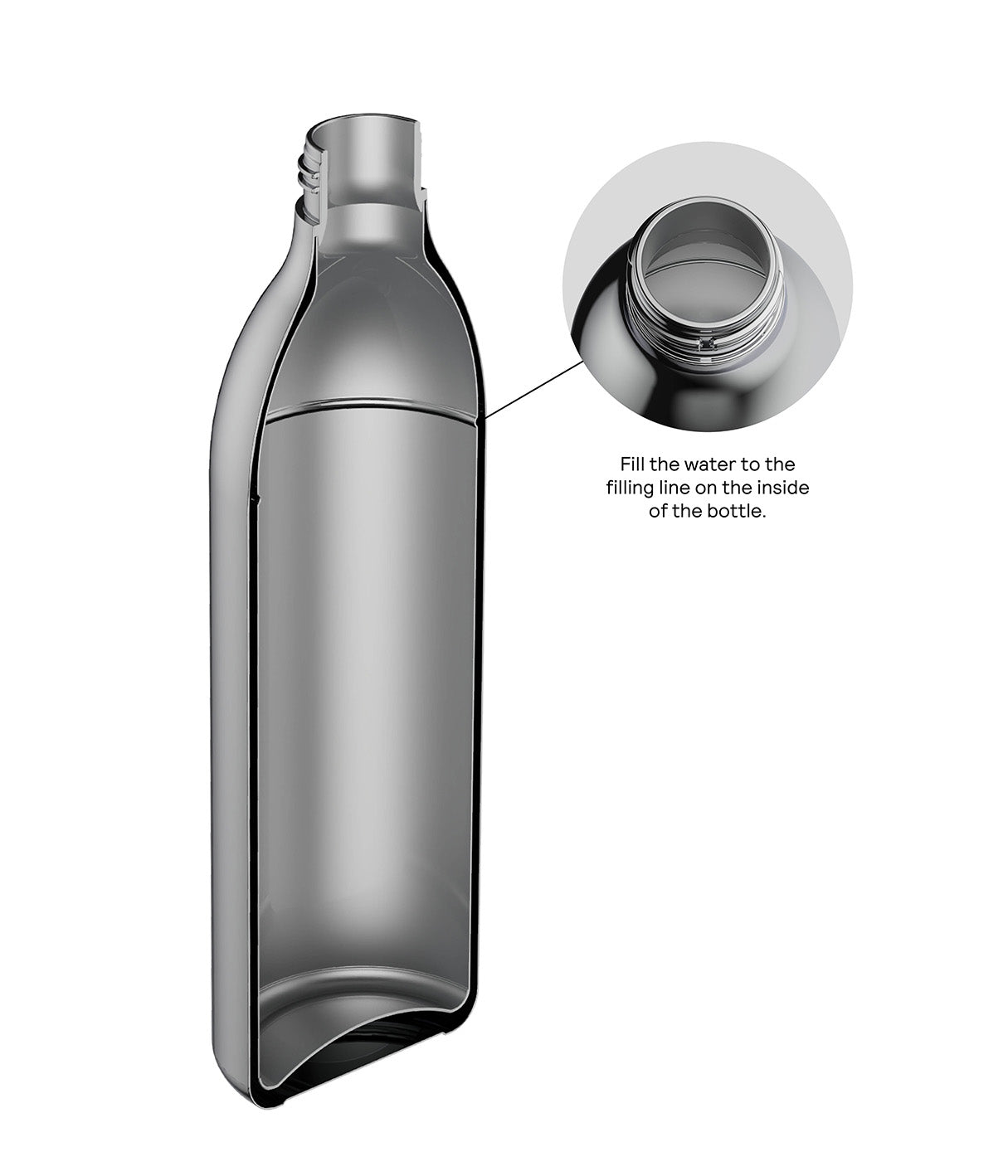 Aarke To-Go Bottle for Carbonator 3, 1L — fill line detail