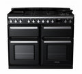 Rangemaster Estel Deluxe 110 Dual Fuel range cooker in Gloss Black with Chrome trim