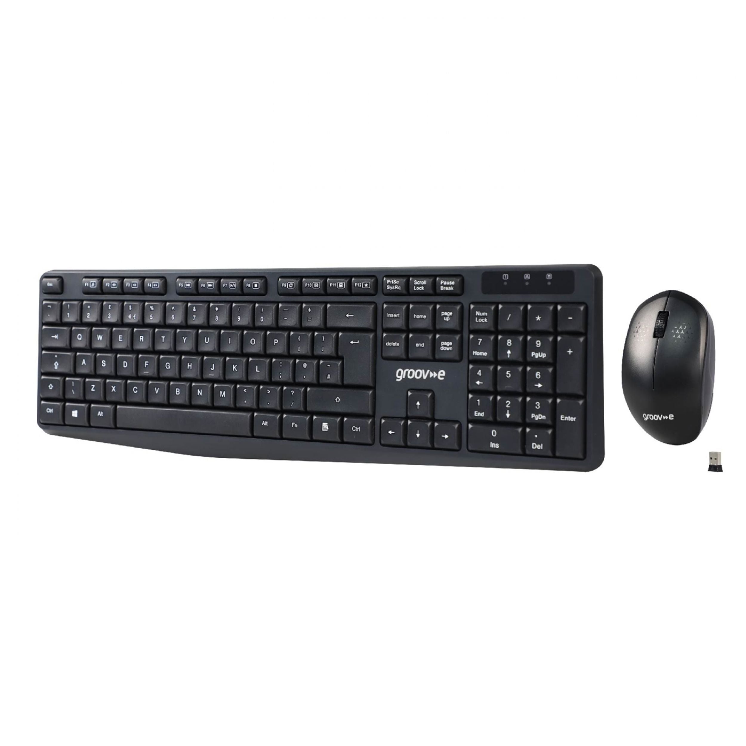 Groov-e Wireless Full-Size Keyboard and Mouse Set Black - official product image