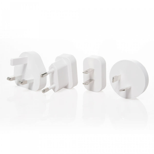 Groov-e 20W USB-C and USB-A Travel Charger with Worldwide Adapters White - official product image