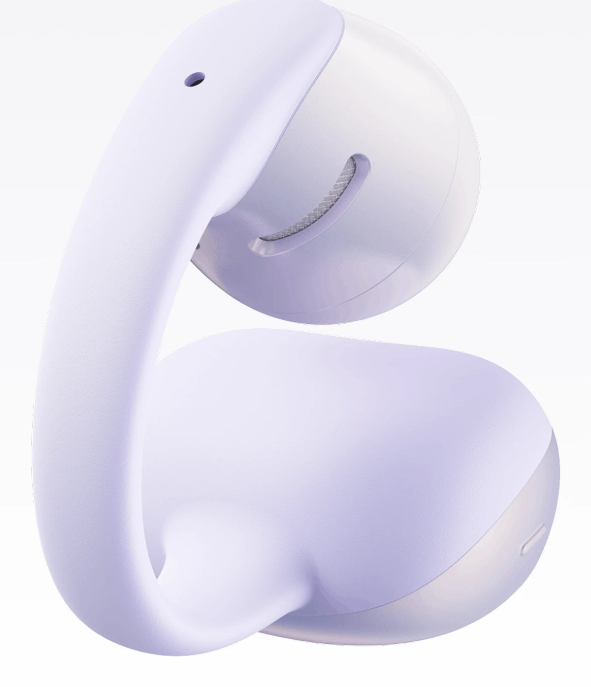 Shokz OpenDots Air Open-Ear Clip-On Earbuds - Daybreak Purple - single earbud close-up