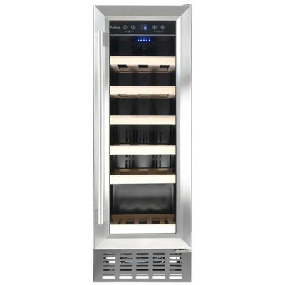 Amica Freestanding 19 Bottle Silver Wine Cooler | AWC300SS Amica Wine Cooler Euronics Ireland