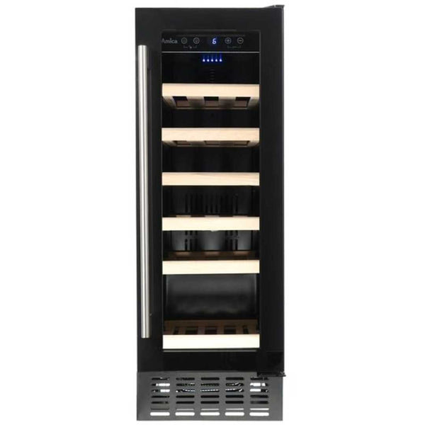 Amica Freestanding 30cm 19 Bottle Black Wine Cooler | AWC300BL Amica Wine Cooler Euronics Ireland