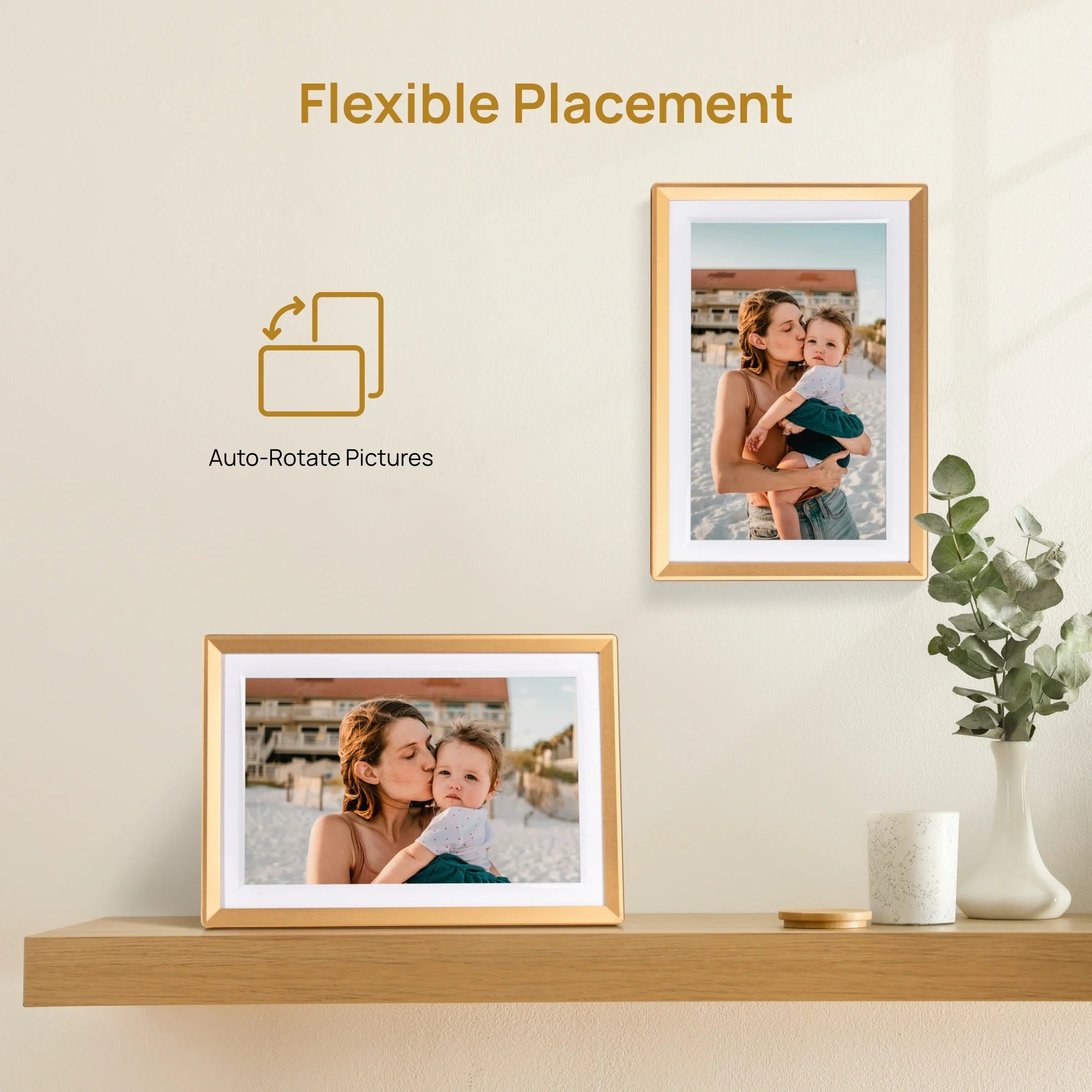 Arzopa D10 10.1" Digital Photo Frame Champagne Gold | Touch Screen Smart Display