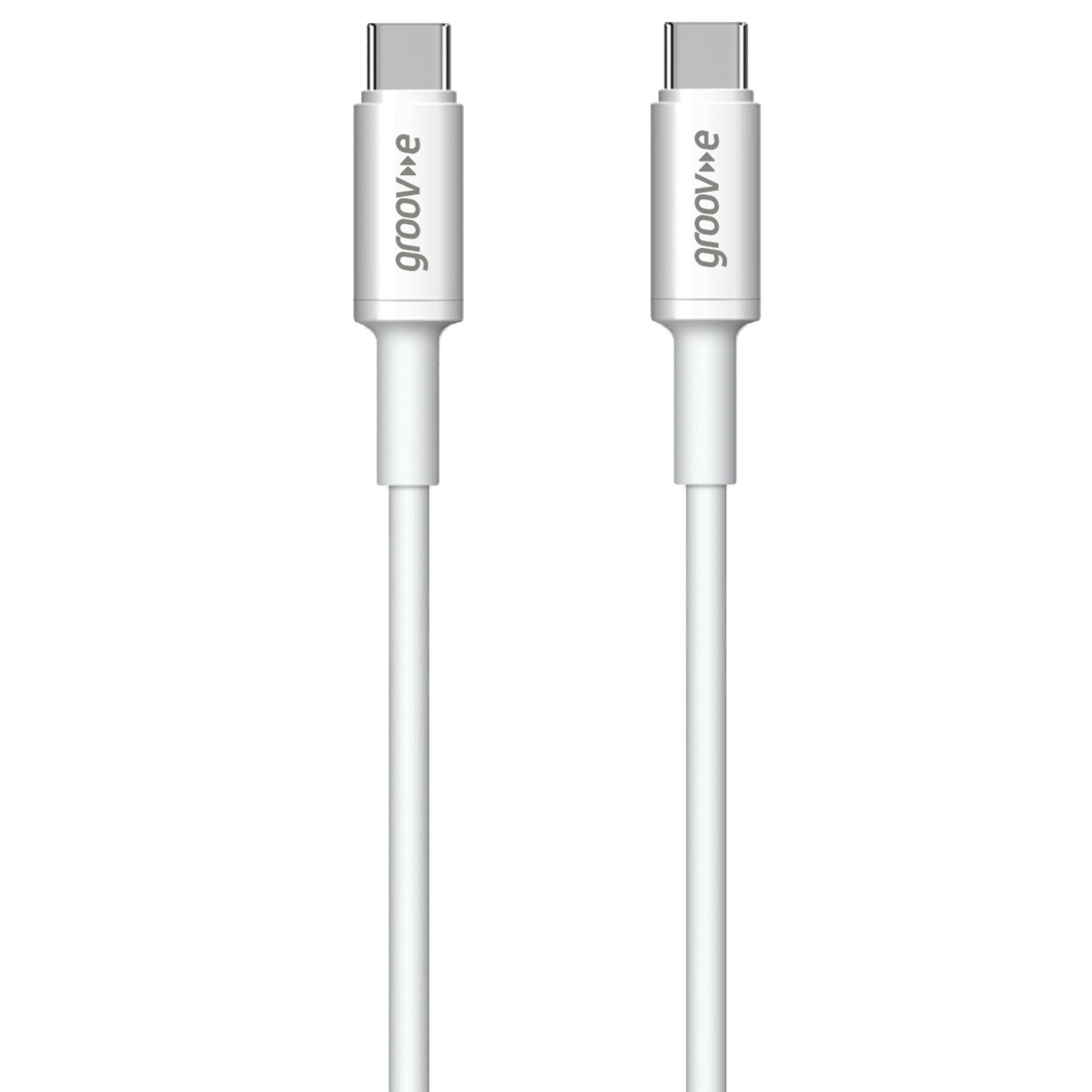 Groov-e USB-C to USB-C Charging Cable 1m White - official product image