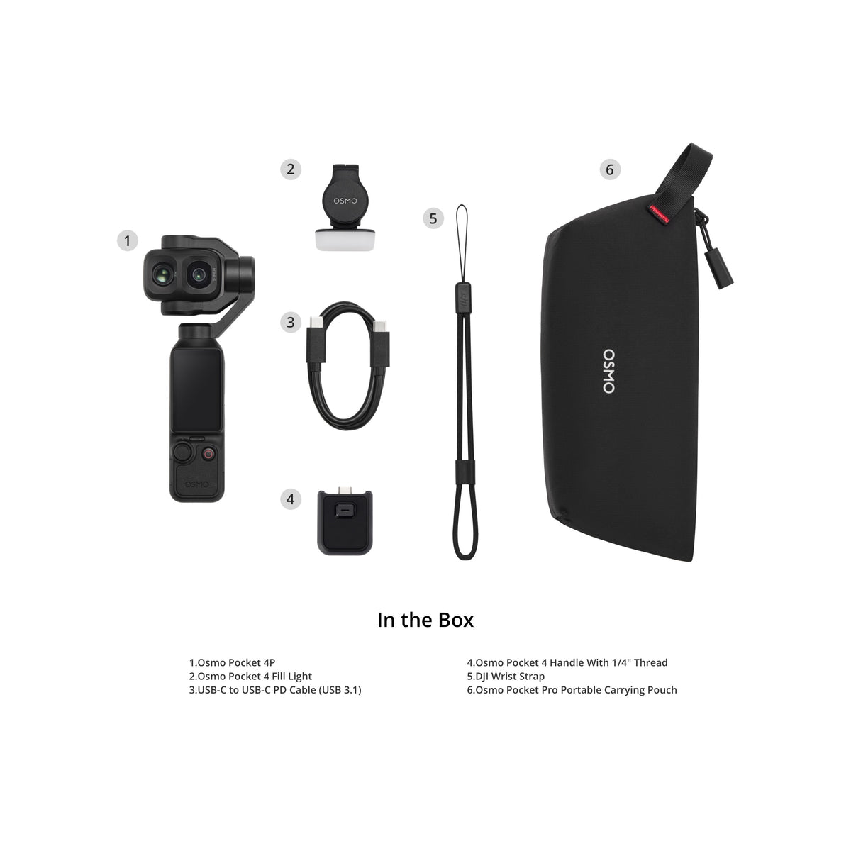 DJI Osmo Pocket 4P 4K Gimbal Camera Standard Combo - Black - what's in the box
