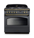 Rangemaster Classic FX 90 Dual Fuel range cooker in Slate with Brass trim
