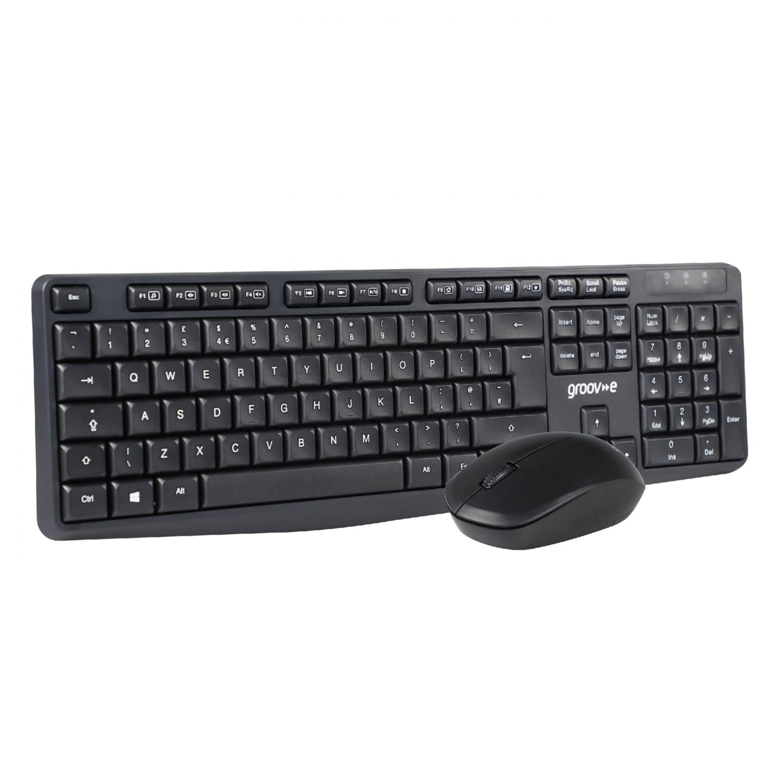 Groov-e Wireless Full-Size Keyboard and Mouse Set Black - official product image