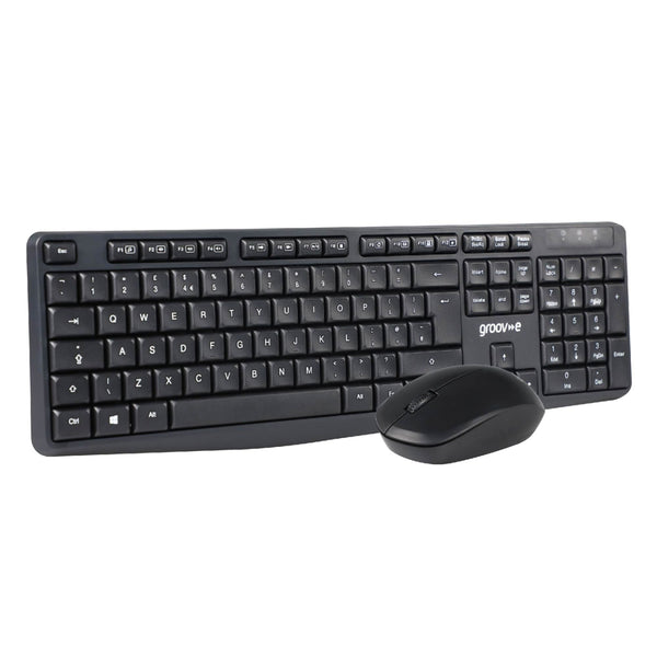 Groov-e Wireless Full-Size Keyboard and Mouse Set Black - official product image