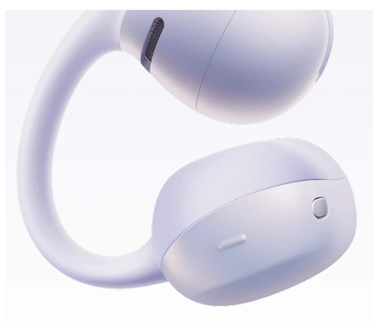 Shokz OpenDots Air Open-Ear Clip-On Earbuds - Daybreak Purple - earbud pair, side view
