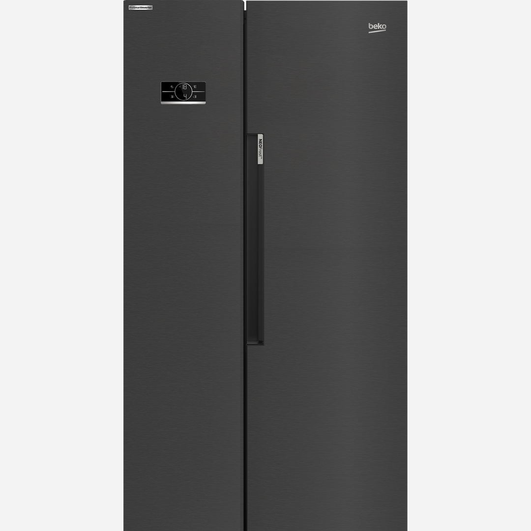 Beko Freestanding American Style Fridge Freezer with NeoFrost™ Black Steel | ASL1442VPZ Beko American Fridge Freezer Euronics Ireland
