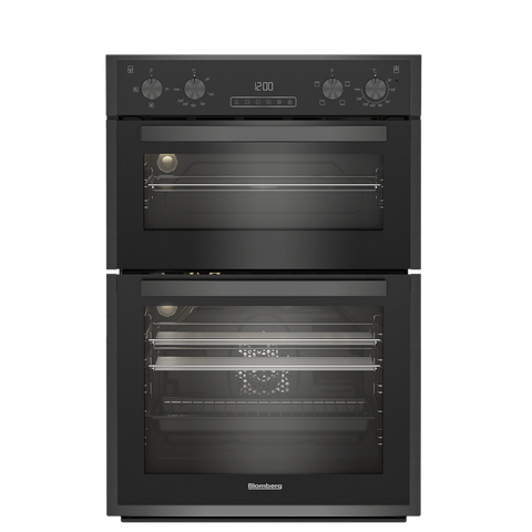 Blomberg 90cm Built-in Fan Double Oven Dark Steel | RODN9202DX