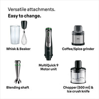 Braun MultiQuick 9 Hand Blender - Black - attachments