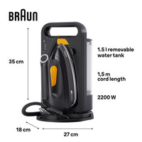 Braun UpStyle 2 Steam Generator Iron - Black - dimensions