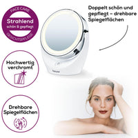 Beurer BS 49 Illuminated Cosmetics Mirror, high-quality chrome-plated with rotating mirror surfaces