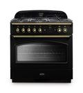 Rangemaster Classic FX 90 Dual Fuel range cooker in Black with Brass trim