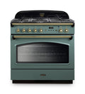 Rangemaster Classic FX 90 Dual Fuel range cooker in Mineral Green with Brass trim