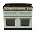 Rangemaster Estel Deluxe 110 Dual Fuel range cooker in Mint with Antique Brass trim